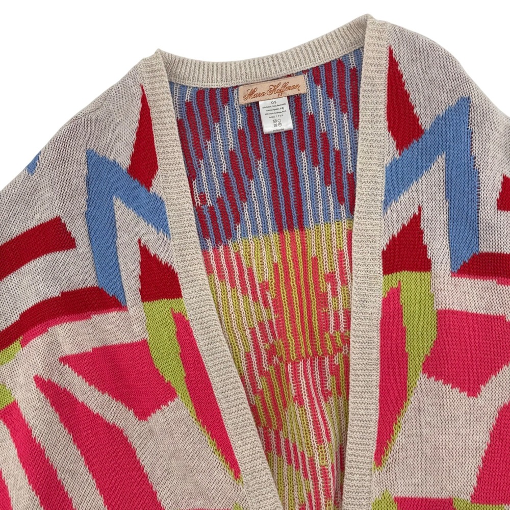 Mara Hoffman Poncho Cape Cardigan Knit Multicolor Geometric O/S‎